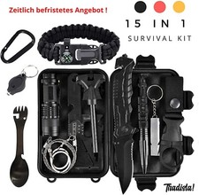 Tradista Survival Kit 15 in 1 - Außen Notfall Survival Kit mit Messer/Taktische