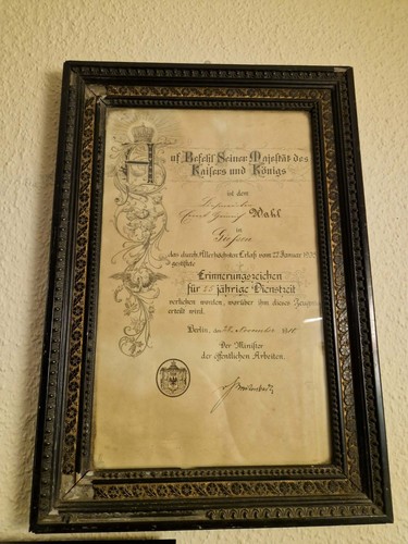 Original preußen urkunde 1910 - original,