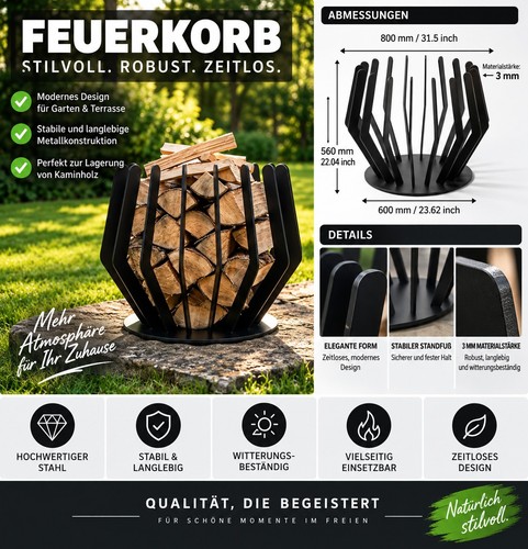Feuerholzkorb metall cm - feuerholzkorb,