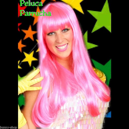 Pink langhaar perücke mit - langhaar,