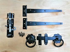 T Scharniere (2) 10" 250mm Ringriegel Brenton Bolzen Set Gartentor Beschlagset schwarz