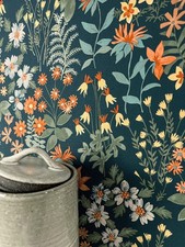 Tapete Vliestapete Blau Blumen