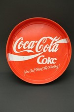 altes "Coca Cola Coke" Tablett rund klassische Farbe 35 cm Durchmesser vintage
