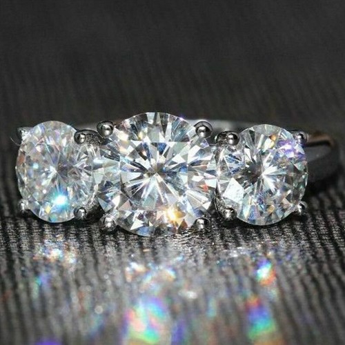 Rund diamant drei stein - 3,