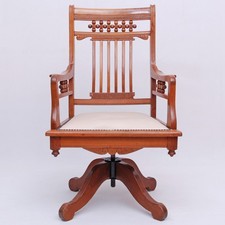 Antiker Bürostuhl Drehstuhl Schreibtischstuhl mit Kippmechanik 6.Z