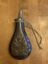 Schöne alte Schwarzpulverflasche Pulverhorn Pulverflasche Vorderlader Kupfer