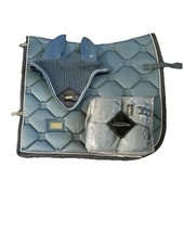 Equestrian Stockholm Set Schabracke Bandagen Haube WB DL Steel Blue
