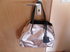 Tasche Schultertasche Henkeltasche Beuteltasche LEDER? gold-schwarz TOP!