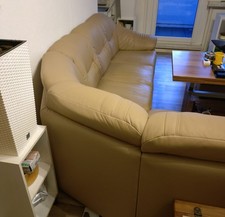 Echtleder Ecksofa mit Hocker