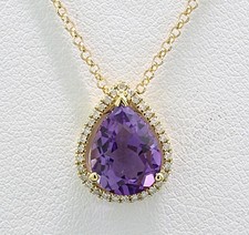 Wert 1.450 € Collier Amethyst Diamant 750 Gelbgold Edelstein violett