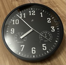 AURIOL ® Wanduhr mit Thermometer und Hygrometer / Ø 25 cm / Schwarz 