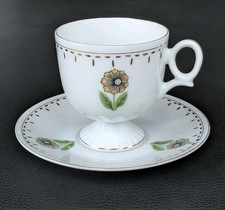 1950 Sammeltasse Mokka Mocca Demi Gold Grün Gelb Blumen Bavaria Tasse Relief Set