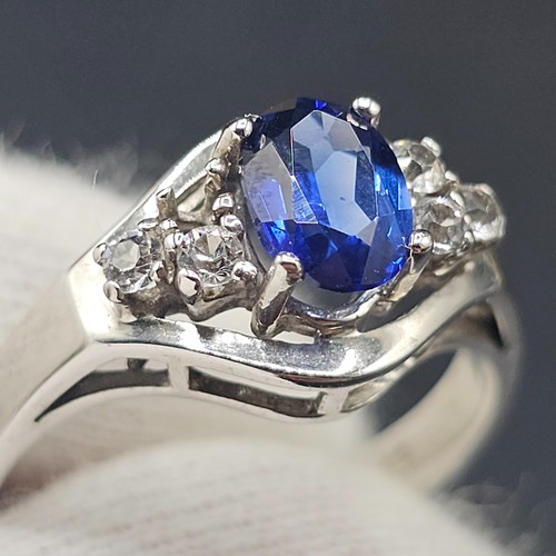 Vintage silber ring mit blauem - silber,