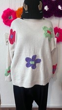 Strick Pullover Blumen  wolle