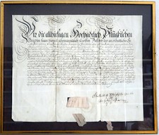 3 Stück alte Urkunden  17./18. Jh., Originale in Handschrift gerahmt unter Glas