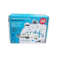 Kidland Holzeisenbahn Passagierzug 50-tlg – 3 Stationen, Brücke & Bahnübergang