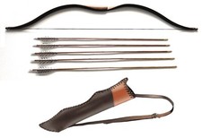 Bogen Reiterbogen Recurvebogen Ragim Taiga black 5 Holzpfeile und Rückenköcher