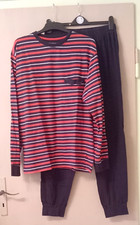 Herren Schlafanzug Langarm Mehrfarbig gestreift von Rover & Lakes Größe 52