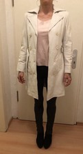 Weißer Leder Trenchcoat/Leder