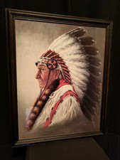 Indianer Häuptling von Z. GARCIA Papierdruck ca. 1992 USA gerahmt