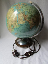 schöner alter Columbus Glas Globus DUO Erdglobus Globe 23cm Chrom/Holzfuß Top