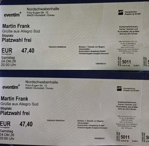 Martin frank 2 tickets - ,
