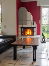 Couchtisch Nussbaum - Stahl