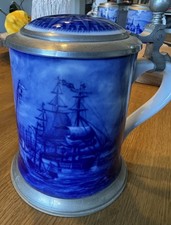 Jahresseidel Bierkrug Genuine Blue China Nautica 1978 Berlin Design Bremerhaven