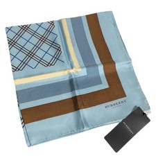 Burberry unbenutzter Seidentuch Karo Logo hellblau 57 x 57 cm mit Etikett