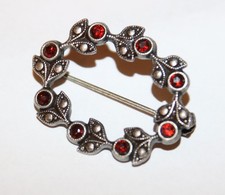vintage Brosche Steinbesatz Anstecknadel 835 Silber Art Deco