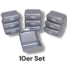 10 Set  Brotbox Brotdose Snackbox »Mini« 190 ml silber 9,5 x 7 x 3,5 cm