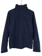 MAMMUT Dry Tech Jacket Herren LARGE Blue Hidden Hood Zip Up Waterproof Pocket