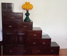 Kolonialstil Treppenkommode, Treppenschrank Vintage, massivholz