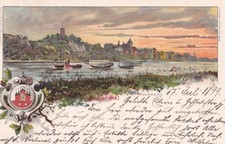 Antike AK Litho gelaufen 1899