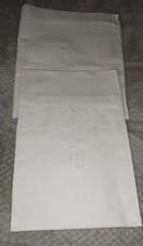 Schönes Überschlaglaken m passendem Kopfkissenbezug,m Stickerei u Monogram DDR?