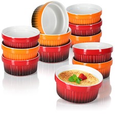 12x Ragout Fin Schale - Ofenfeste Förmchen in rot und orange - Creme Brulee