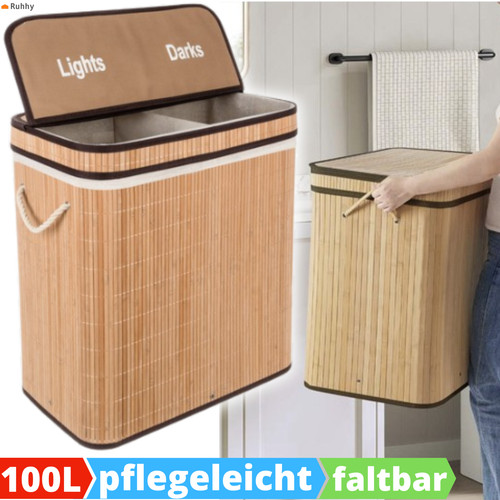 Wäschekorb fächer bambus - 2,