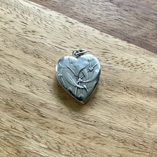 Antiker Jugendstil Herz Anhänger mit Misteln Silber 800 gestempelt