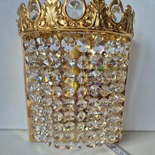 1x Sölken Wandlampe Wandleuchte Bleikristall vergoldet 70er