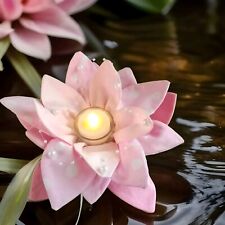 💙Seerosen Windlicht rosa mit Perlen besetzt