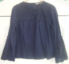 SÜSSE ZARA BLUSE L DUNKEL-BLAU LOCHSTICKEREI NAVY TUNIKA