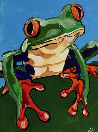 Original gemälde frosch tiere - frosch,