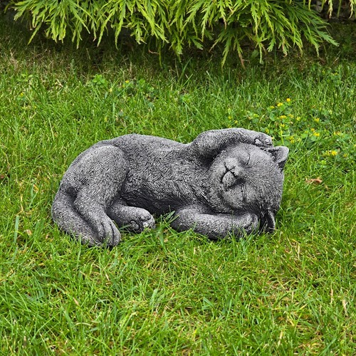 Steinfigur katze schlafend - katze,