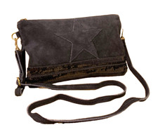 Tasche Velours Leder schwarz