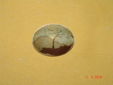 Brosche oval Seidenmalerei Brauntöne