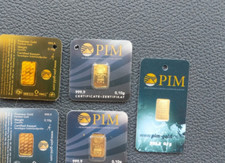 5 Stück Goldbarren 0,1g PIM .9999 Feingold  0,10g Gold Barren PIM