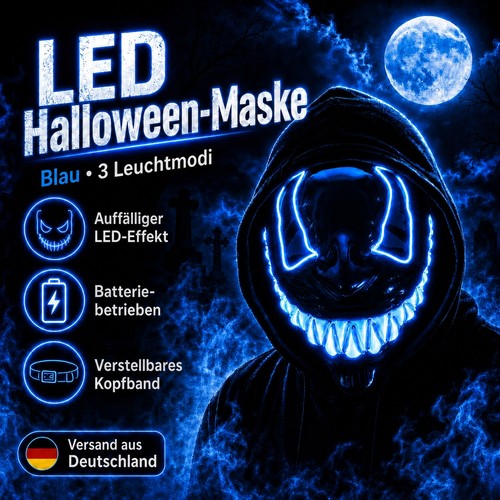 Led halloween maske blau - maske, 3