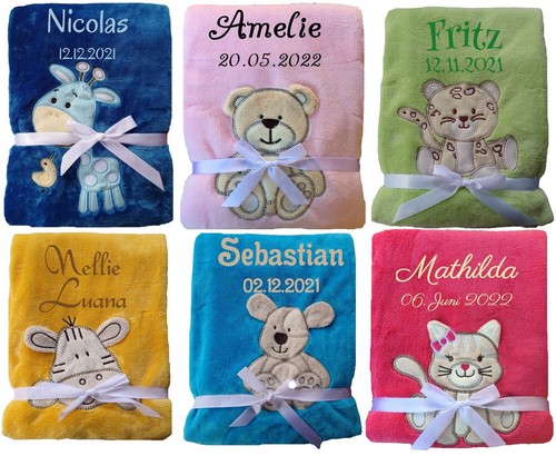 Baby decke mit namen bestickt - mit,
