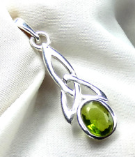 Anhänger 925 Sterling Silber fac.  echter Peridot Olivin "keltischer Knoten"NEU