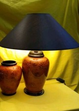 Porzellan Lampe in Wurzelholz